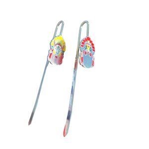 Chinese Peking Opera Mask 2‎ Bookmark Set Gold Metal & Enamel